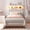 White, variant on Yoneston Kids Twin Size Power Outlet LED Light Metal Platform Bed Frame with 2-Tier Storage Headboard for Teens Boys, Black