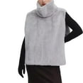 thumbnail image 1 of Chaleco de Piel Sintética para Mujer, Sin Mangas, Chaqueta de Invierno de Forro , Chaleco de Cuello Alto Gris L, 1 of 5