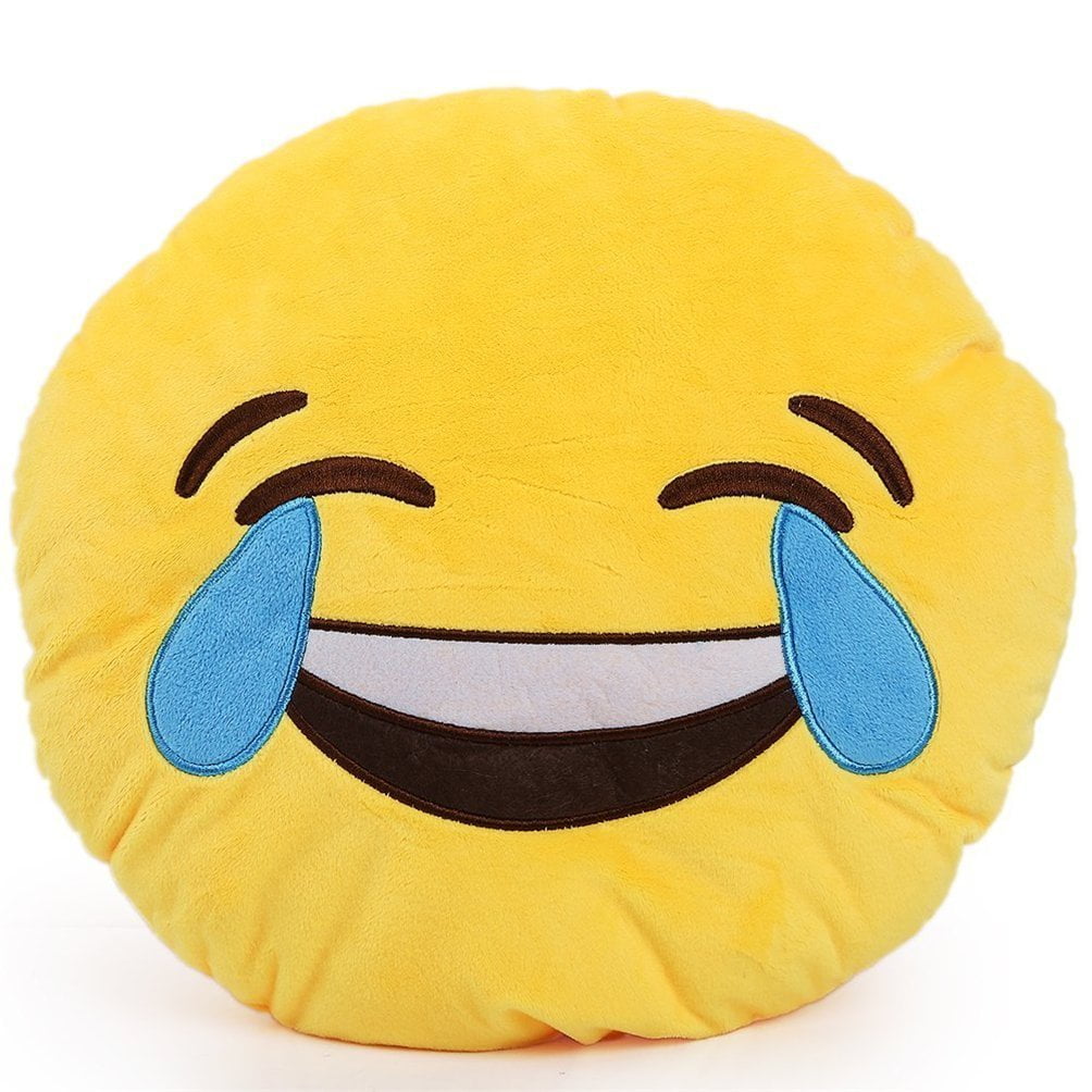 Emoji Pillow 12" Emoticon Yellow Cushion Round Stuffed Plush Soft Toy Decor Gift 