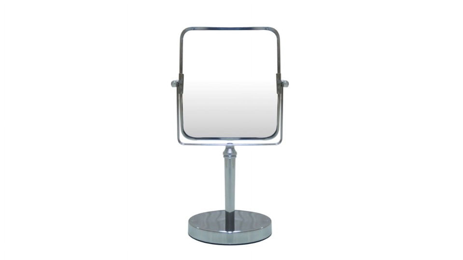 Eden Bath Square Two Sided 5X Chrome Framed Freestanding Makeup / Shaving Mirror