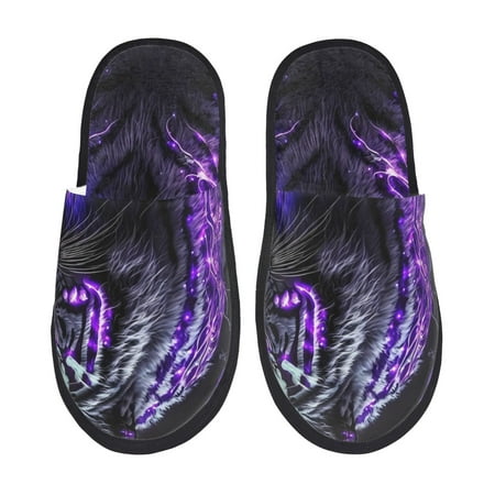 

Pofeuu Purple Plant White Tiger Print EVA Fuzzy House super light Slippers Slippers Scuff Outdoor Indoor Warm Cozy Plush Bedroom Shoes Soft Flat Comfy Anti-Slip-Medium