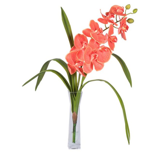 Vickerman F12242 22 in. Orange Orchid in Vase