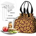 thumbnail image 4 of Red Sunflower Drawstring Lunch Bag Women - Drawstring Lunch Bag Insulated for Work Office - Stain-Resistant Large Lunchbags for Women with Multi-Pockets, 4 of 6