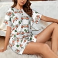 thumbnail image 4 of Fotbe Camp Van Conjunto de Pijama Estampado para Mujer, 2 Piezas, Ropa de Dormir con Camiseta de Manga Corta y Shorts Suaves-Small, 4 of 6