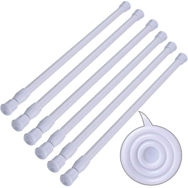 Spring Tensions Rods, 6 Pack Adjustable High-Carbon Steel Closet Rod With Non-Slip Rubber Pad For Wardrobe And RV Cupboard, Versatile Easy Installation Tension Rods For Multiple
