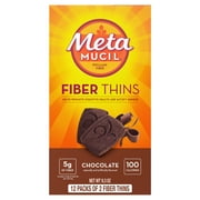 Metamucil Fiber Thins Psyllium Husk Fiber Supplement for Digestive Health, Chocolate, 24 Wafers