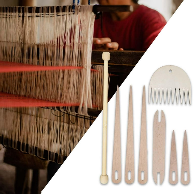 8x Knitting Loom Hook Tool Starter Sewing Machine w/ Stick Weave Board Shuttle Wooden Woven Set for Rug Making Weaving Stick Beginners, Size: Multi