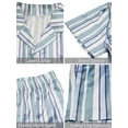 thumbnail image 3 of Hanerdun 2PCS Mens Satin Pajamas Set Stripe Pocket Pjs Sleepwear Short Sleeve Button Up Loungewear M, 3 of 7