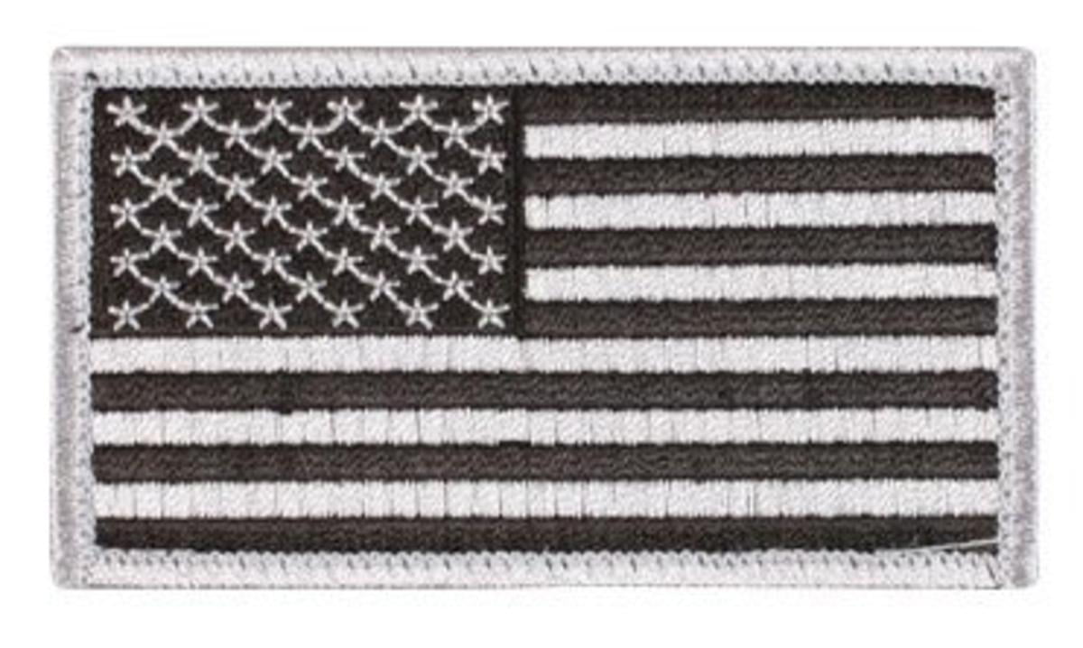 American Flag Patch Subdued Silver/Black 3 3/8" x 2" 
