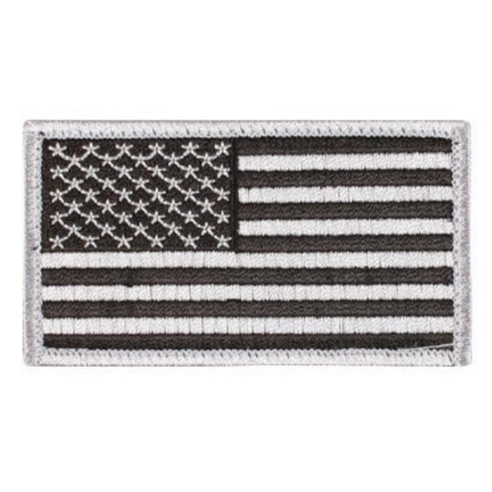 Embroidered american flag patch silver and black 3 38 x 1 78 Embroidered american flag patch silver and black 3 38 x 1 78