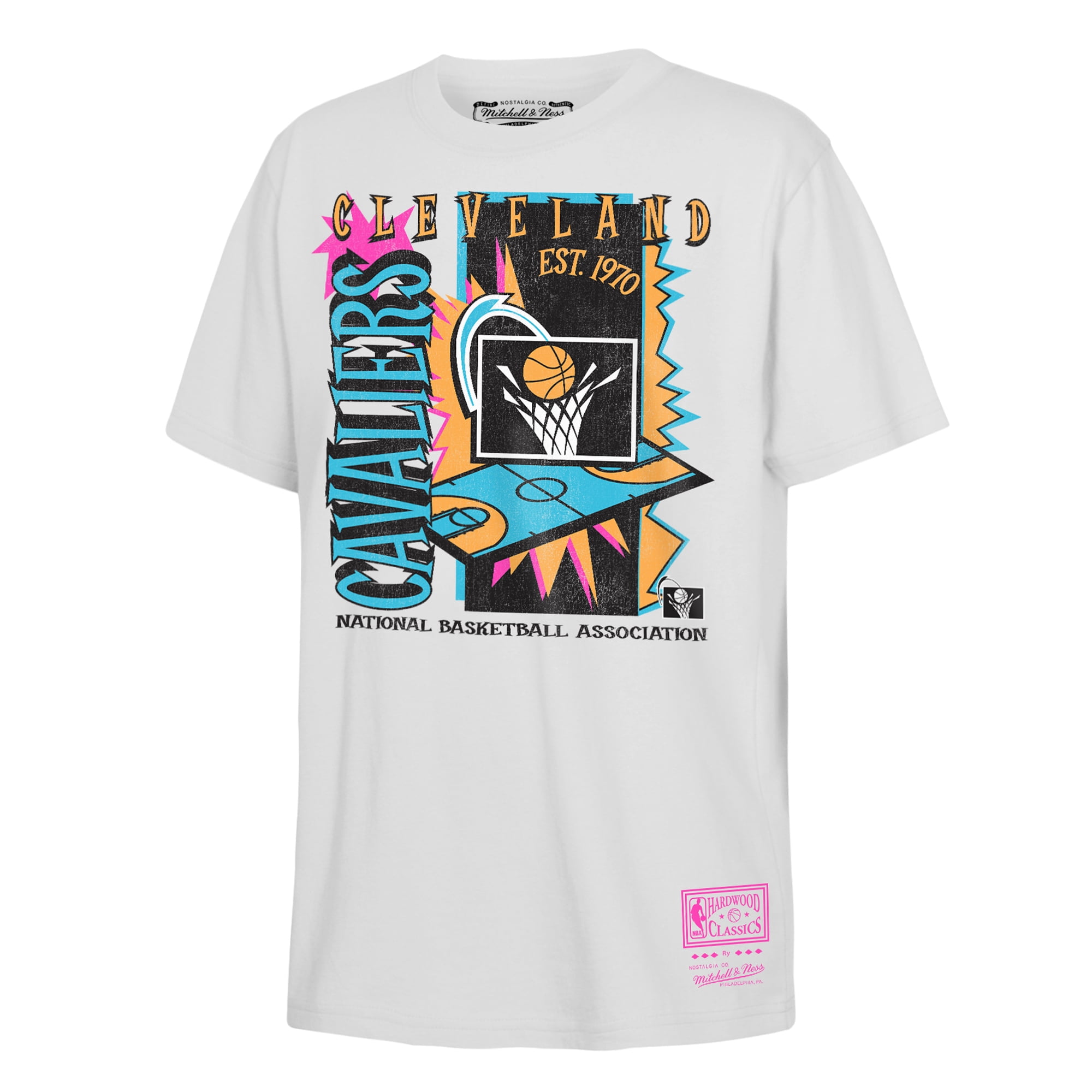 Youth Mitchell & Ness White Cleveland Cavaliers Neon Court Shock T-Shirt