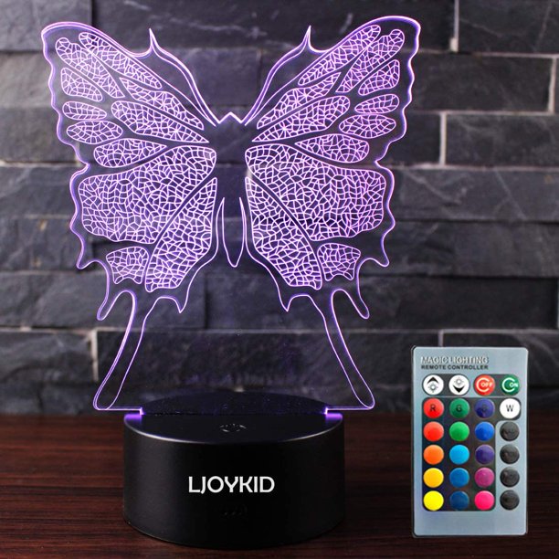 Download Ljoykid Butterfly 3d Led Night Light Optical Illusion 7 Colors Touch Table Desk Visual Lamp With Remote Control Lamp For Gifts Toys For Children Kids Walmart Com Walmart Com