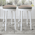 thumbnail image 5 of AGODY Bar Stools Set of 2, 26" Counter Height, 360° Swivel Wooden Barstool with Fabric Upholstered Seat, WHITE Finish, Stylish Accent for Kitchen, Dining, and Living Room, 5 of 9