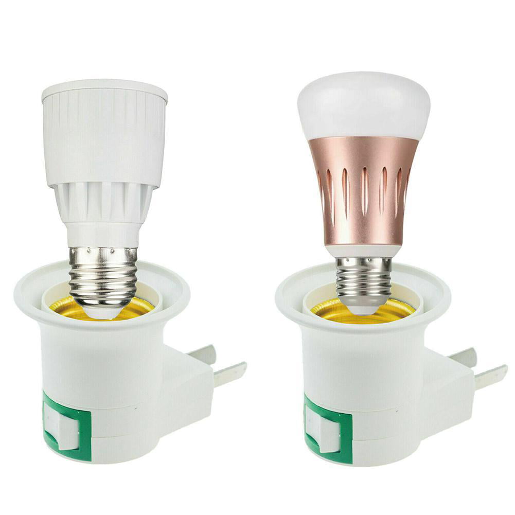 Wall US/EU Plug E27 Base LED Light Lamp Holder Bulb Adapter Screw Socket ON/ OFF 