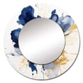 thumbnail image 2 of Designart "Strokes in Dark Blue and Gold I" Fractals Blue Large Round Mirror - Round Mirror Wall Décor - Modern Round Printed Mirror 29" x 29" Inch, 2 of 5