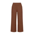 thumbnail image 4 of BUWTTER Pants for Women Casual Blend High Waist Wide Leg Cropped Trousers Loose Comfortable Fashionable Womens Slacks Coffee L, 4 of 5