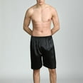 thumbnail image 3 of SWSMCLT Men's Soft Underwear Cool Casual Mid Rise Loose Fit Fall Thin Satin Pajama Shorts Boxers Shorts Sleeping Sleepwear Silk Black1 44, 3 of 4
