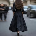 thumbnail image 4 of Women's Button Down T-Shirt Dress Casual High Low V Neck Loose Long Dress with Belts Black M, 4 of 4