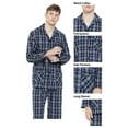 thumbnail image 3 of GLOBAL Men's Long Sleeve Plain Weave Pajama Set Cotton Sleepwear Comfy Loungewear Navy Plaid XXL, 3 of 7