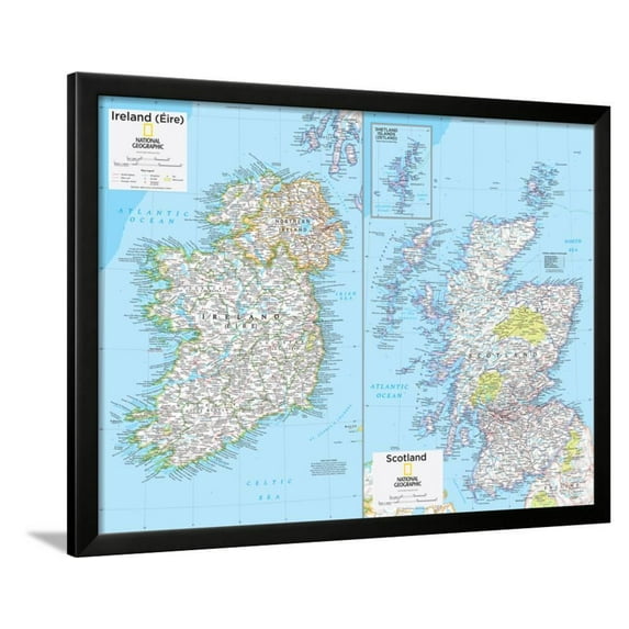 2014 Ireland and Scotland - National Geographic Atlas of the World, 10th Edition, Framed Art Print Wall Art