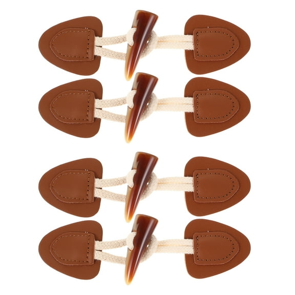 4 Sets PU Leather Sew on Toggles Closures Vintage Toggle with Resin Horn Buttons Sewing Accessories for Knitwear Padded Jacket down Jacket