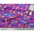 thumbnail image 2 of Soimoi Purple Cotton Voile Fabric Star & Candy Cane Party Printed Fabric 1 Yard 56 Inch Wide, 2 of 3