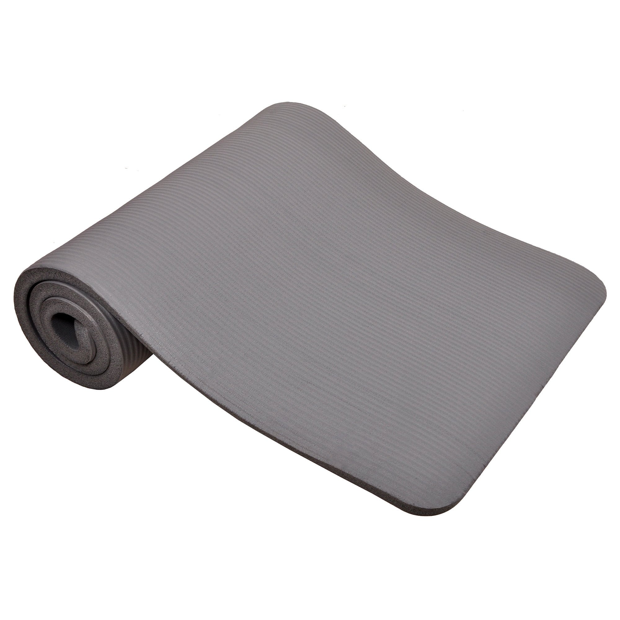 Signature Fitness 1" Extra Thick Exercise Yoga Mat with Carry Strap, Gray