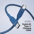 thumbnail image 2 of Powertek Ultra 6ft USB-C to USB-C Cable, Blue, Silicone with PVC Mesh Jacket, Stable Data Transfer, Durable Charging Cable, 2 of 5