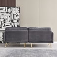 thumbnail image 4 of Leumius 3 Seat Sofa Couch with Gold Metal Legs, Linen Fabric Upholstered Loveseat Couches, Gray, 4 of 6