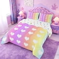 thumbnail image 2 of meiyoeat Rainbow Heart Print Queen Comforter Set,Cute Love Pattern Comforter Sets Queen For Girl,Reversible,3Pcs,1 Comforter And 2 Pillowcases, 2 of 7