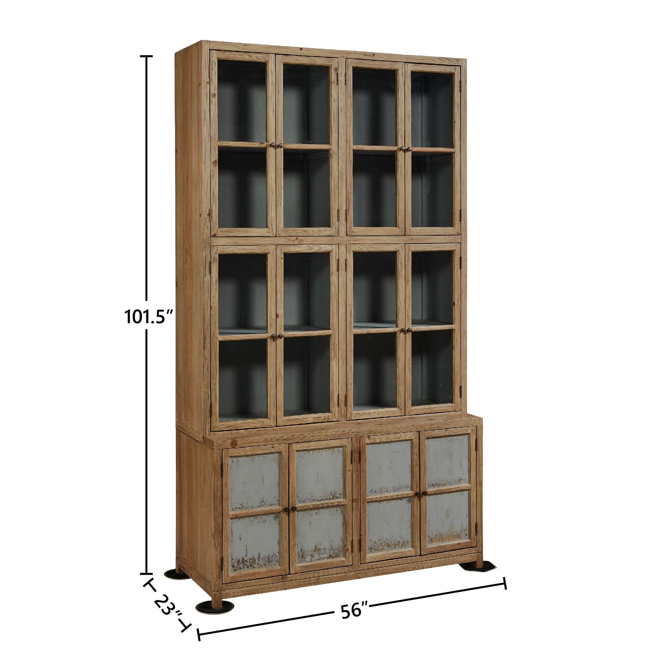 Carden Reclaimed Pine Display Cabinet with Removable Shelves
