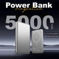thumbnail image 2 of Power Bank Pila Batería Portatil Kimhi 5000mah Carga Inalambrica Magnetica 15w Carga Rapida Puerto Usb-c Pd20w Ultra Delgado Cargador Para Celular Banco De Energia Con Indicador Led Color Plateado, 2 of 7