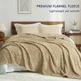 thumbnail image 4 of PHF Lightweight Queen Size Fleece Blanket, Contemporary Flannel Fleece 3D Jacquard Aesthetic Fluffy Blanket, No Shedding, No Pilling, 90" x 90", Light Khaki, 4 of 9
