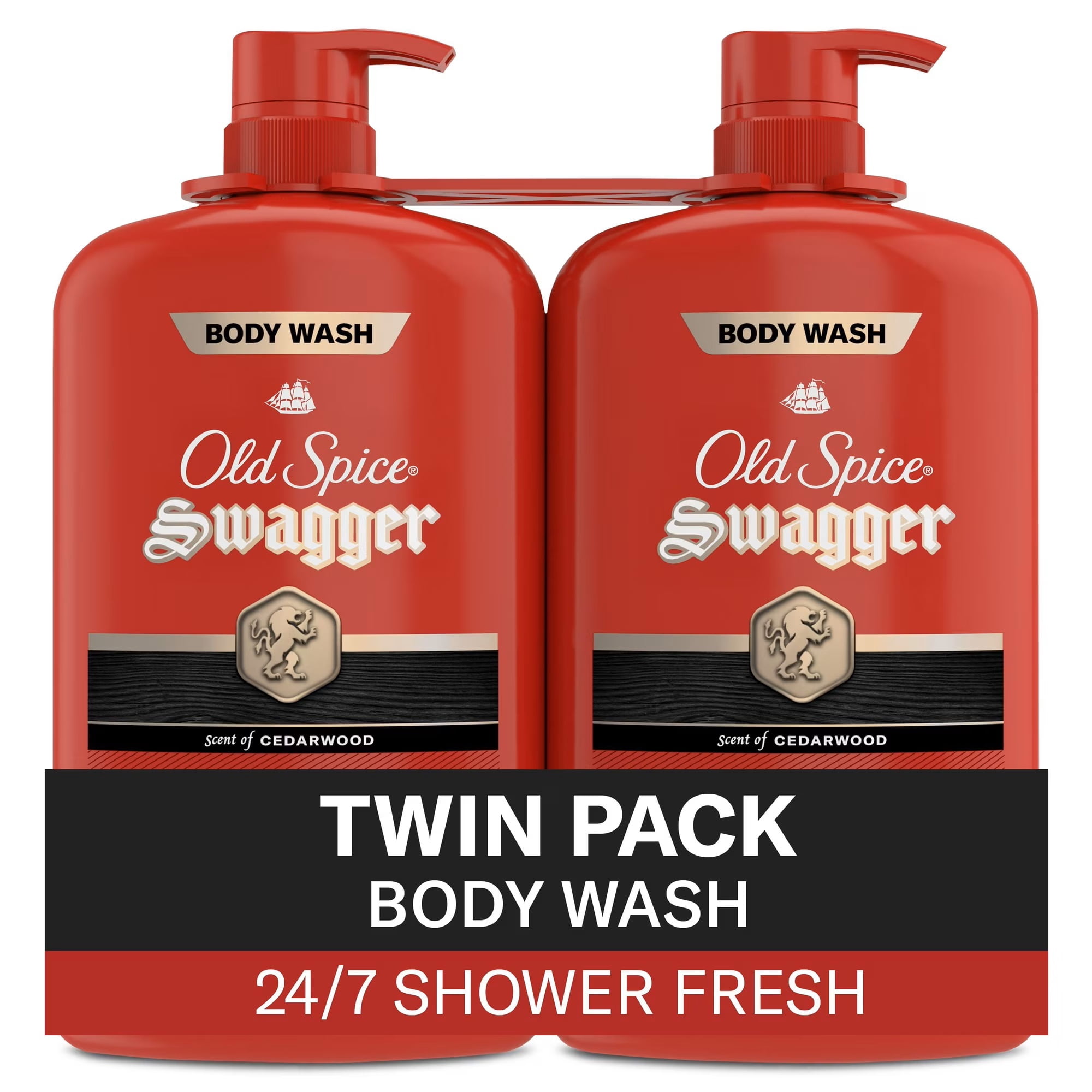 Old Spice Swagger Red Collection Men's Body Wash With Cedarwood, 34.3 Oz, Pack of 2
