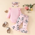 thumbnail image 3 of SXIMEE Newborn Baby Girl Clothes Cartoon Mouse Outfits Infant Long Sleeve Romper + Bell Pants + Headband Set, 3 of 11