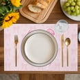 thumbnail image 4 of Pink Bow Placemats Set of 4, Cute Watercolor Girls Cartoon Luxury Placemats for Dining Table, Place Mats for Kitchen Tabletop, Waterproof Wipeable Dining Table Mats Set, 4 of 9