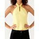 thumbnail image 4 of Camisetas de tirantes halter de verano para mujer, color liso, sin mangas, sin espalda, con lazo, estilo chaleco corto para fiesta., 4 of 9