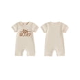 thumbnail image 2 of BemeyourBBs Newborn Baby Boy Little Brother Outfit Waffle Knit Romper Letter Embroidered Short Sleeve Crew Neck Jumpsuit Casual Infant Summer Spring Clothes, 2 of 9