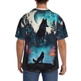 thumbnail image 3 of KLL Artistic Moon Valley Wolf Print Men's Shirt Short Sleeve Button Down Summer Cuba Beach Shirts- 4X-Large, 3 of 5