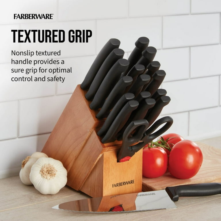 Farberware 18-piece Never Needs Sharpening Knife Block Set