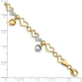 thumbnail image 3 of Primal Gold 14 Karat Yellow Gold and White Rhodium Heart Diamond-cut Bracelet, 3 of 3