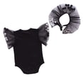 thumbnail image 2 of StylesILove Infant Baby Girls Cotton Bodysuit Tulle Sleeves with Pom Pom and Decoration Waist Tie 2pcs Outfit, 2 of 13