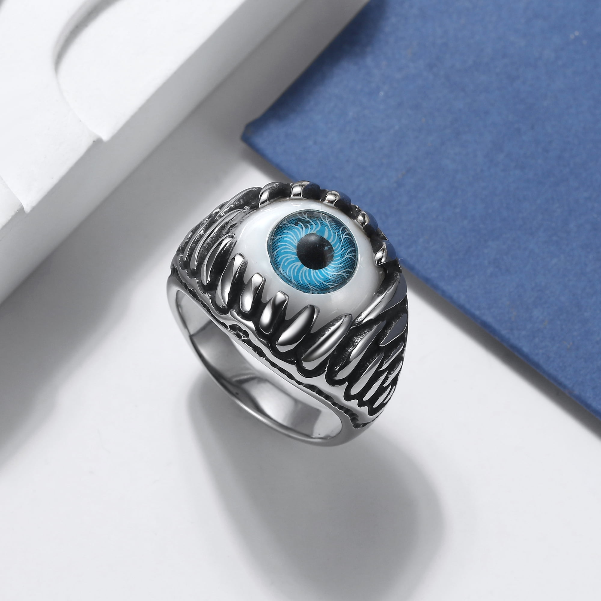 Silver eyeball ring deals