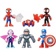 Marvel Spidey & His Amazing Friends Rhino Roundup Set Action Figure 6-Pack (Miles, Spidey, Captain America, Ghost-Spider, Rhino & Trace-E)
