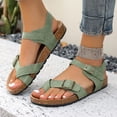 thumbnail image 2 of Pandaie Women's Thong Slide Sandals Cork Footbed Open Toe Summer Flip Flops Comfortable Slip on Slides Sandal with Ankle Buckles Strap Green 6, 2 of 9