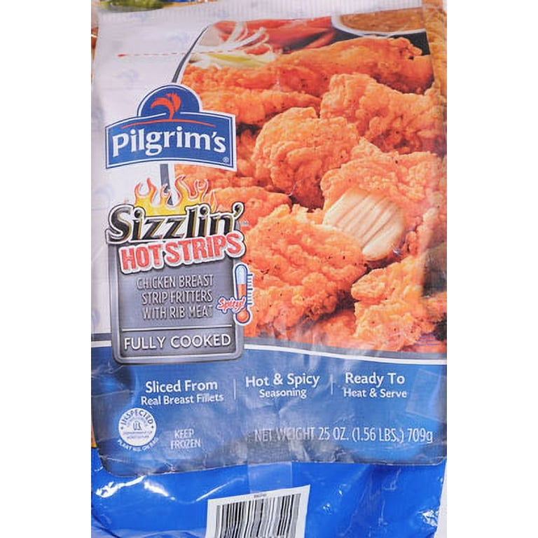 Just Bare Frozen Fully Cooked Lightly Breaded Spicy Breast Strip 24oz, 17g  Protein, serving size 2 pieces