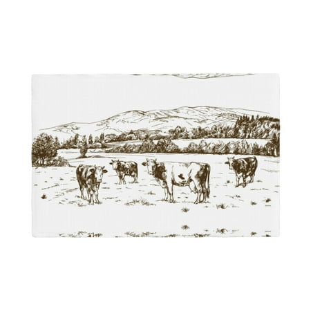 

Placemats Set of 4 / 6 Cows Grazing On The Meadow 2 Placemats for Dining Table Indoor/Outdoors Heat Resistant Washable Placemats 18 x 12