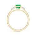 thumbnail image 2 of ANGARA Natural Emerald Engagement Ring with Bar-Set Tapered Baguette Diamonds in 14K Yellow Gold for Women (Size-6mm) | May Birthstone, Anniversary, Jewelry Gift for Women | Natural Emerald Ring, 2 of 8