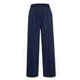 thumbnail image 5 of Wyobmus Womens Wide Leg Sweatpants High Waisted Drawstring Baggy Pants Solid Color Loose Casual Gym Workout Joggers With Pockets S-2X A-Navy, 5 of 5