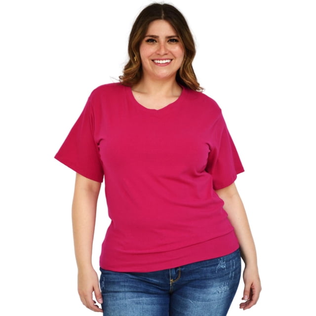Playera básica Roman Fashion/Tallas Extras, 314 (Fiusha) fucsia 36 Roman Fashion BL-RF-314-FIUSHA